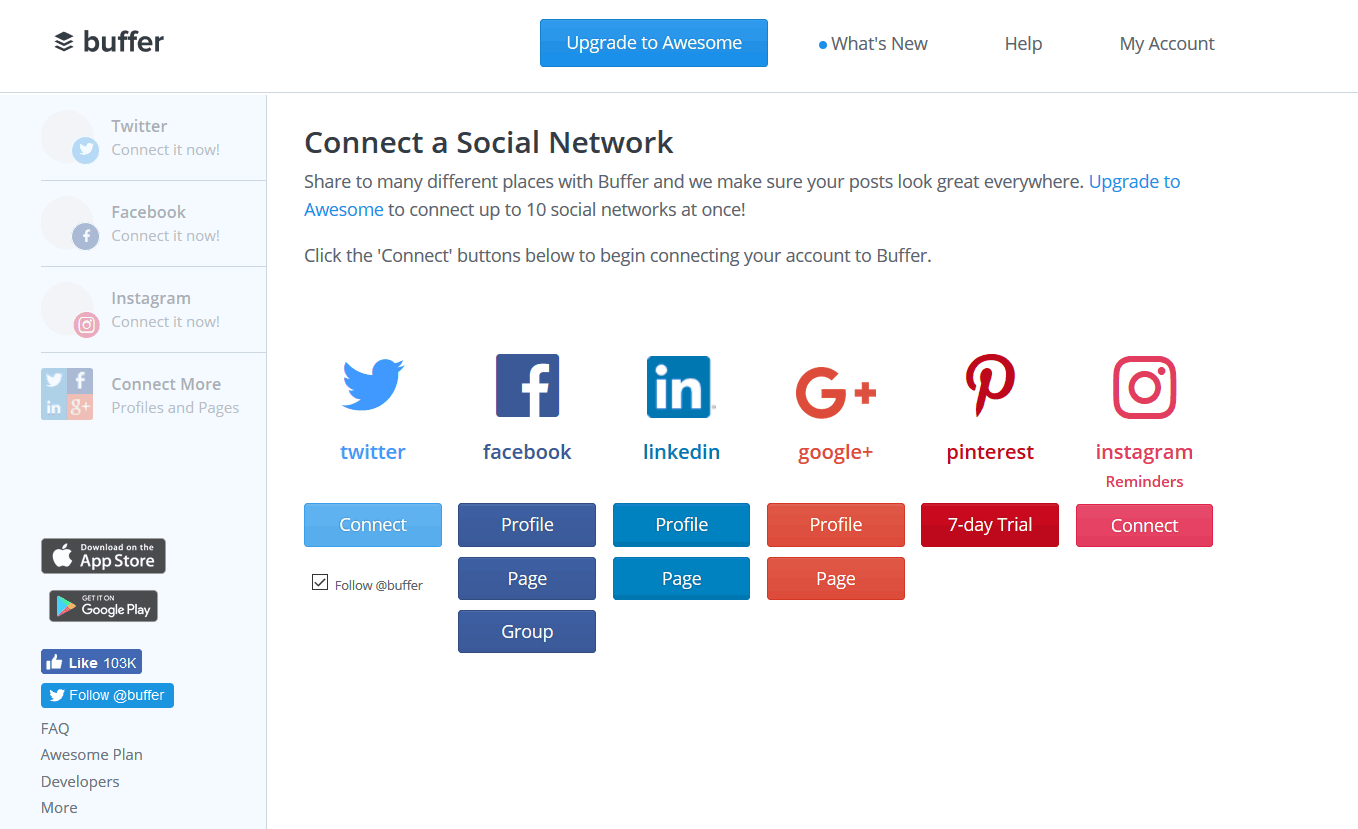 Buffer dasboard and all the social media you can link to it.