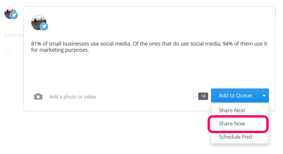Buffer allows you to post right away.