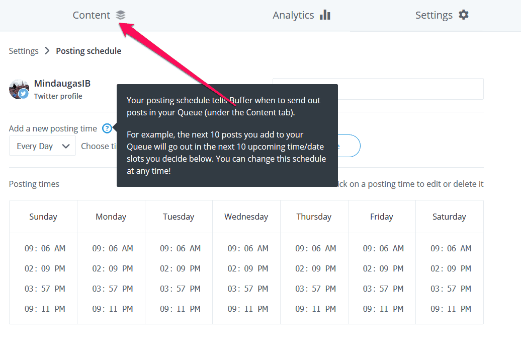 Buffer scheduling calendar.