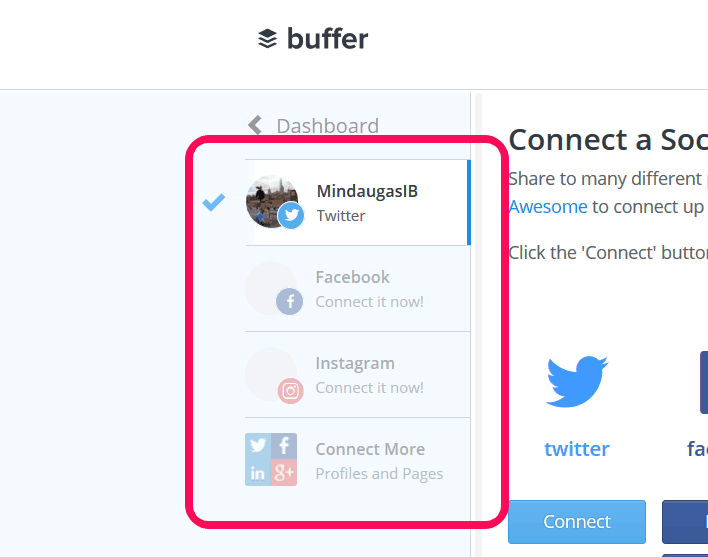 Buffer allows you to link all your social media accounts.