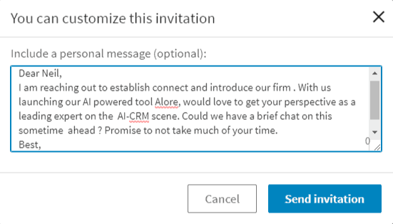 Big part of LinkedIn etiquette is a personalized and unique connection request.