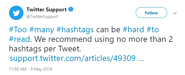 Twitter marketing mistakes include excessive use of hashtags.